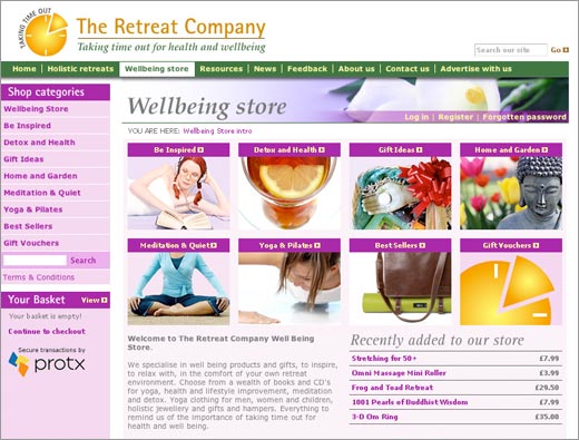 Retreat Company e-commerce store