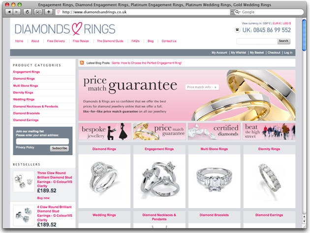 Diamonds & Rings web site
