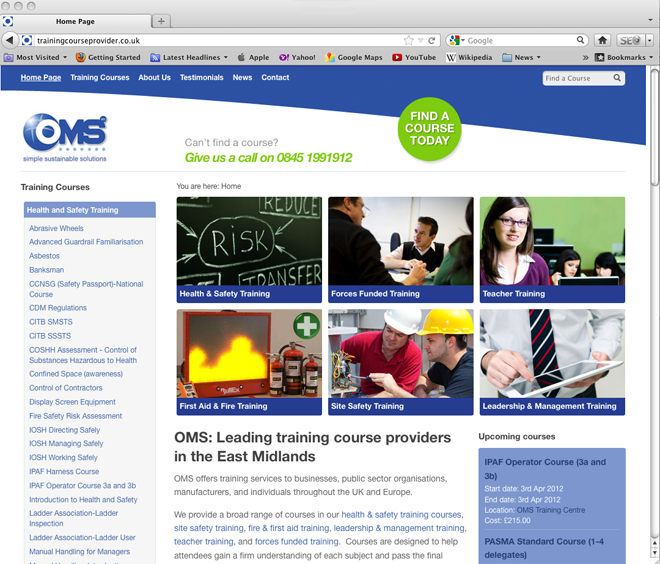 OMS website built in Joomla