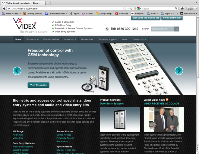Videx website built in ModX