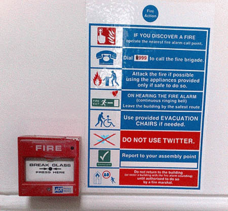 Twitter Fire Emergency Sign